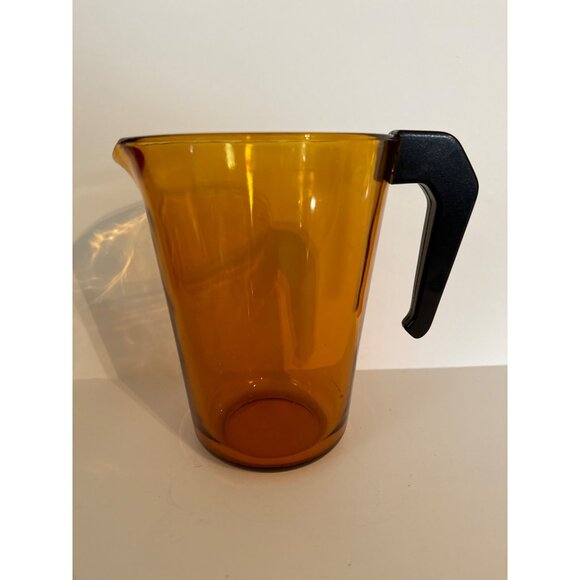 Vintage Vereco France Amber Glass Pitcher With Black Handle MCM - Picture 3 of 6